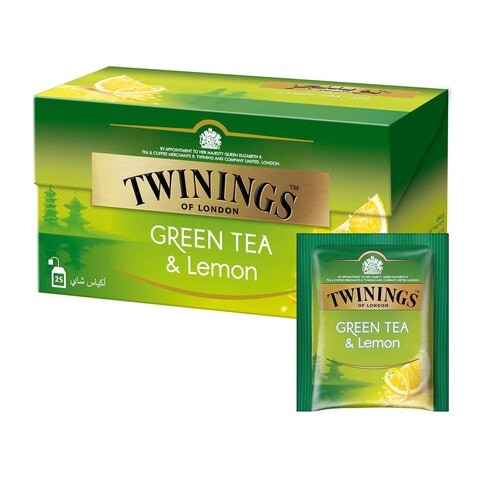 Buy Twinings Green Tea Bags With Lemon 25 Tea Bags Online - Shop Beverages  on Carrefour UAE