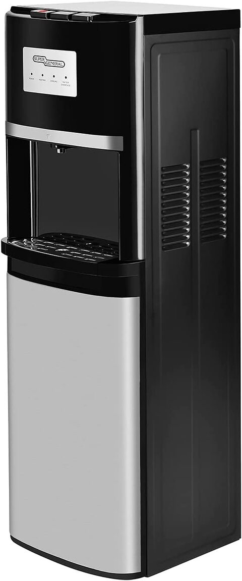 Super General Hot And Cold Bottom Loading Water Dispenser, Instant Hot Water, 3 Taps, Black/Silver, SGL2020BM (34x35x107cm, 1 Year Warranty)