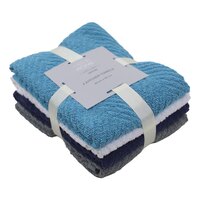 LA Collection 360 GSM Cotton Kitchen Towel Set Blue Mix 45x60cm 4 PCS