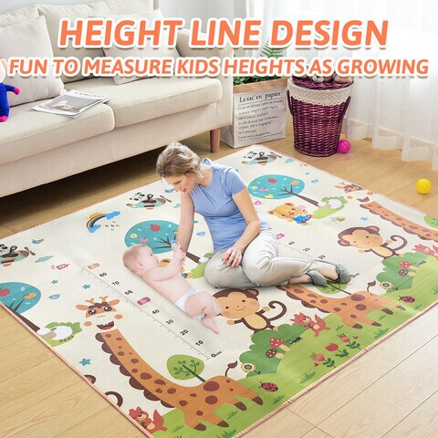 Sky-Touch Children Play Mat, Baby Crawling Mat Double, Sided Waterproof Kids Playing Gym Mats Ideal Gift For Baby Gift 79&quot; X71&quot; Extra Large (Color Animal Paradise)
