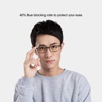Xiaomi HMJ01TS Protective Computer Eye Glasses Anti Blue Ray 40% Blue Light Blocking Rate Gold-Plastic Hybrid Frame TR90 Stainless Steel PC Lens Silicone Nose Pad - Black