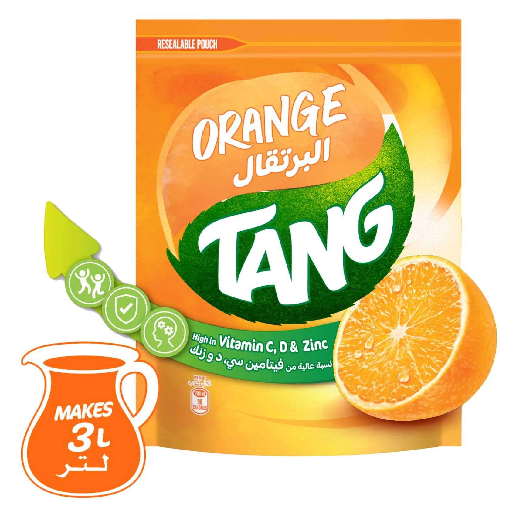 Buy Tang Orange Flavoured Powder Drink 375g Pouch, Makes 3L Online - Shop  Beverages on Carrefour Saudi Arabia