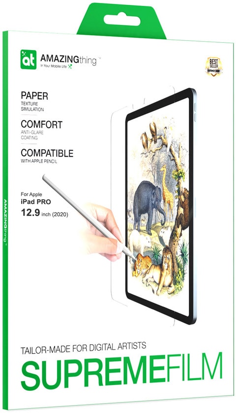 Amazing Thing Apple iPad Pro 12.9 inch (2020/2018) Paper Write Sketch Supreme Film Screen Protector with Paper Texture simulation for Digital Artists Sketching/Drawing/Writing