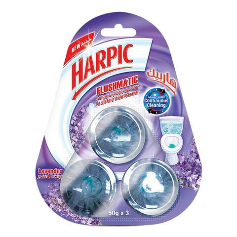 Harpic Flushmatic Automatic Toilet Cleaner Lavender Blue 50gx3