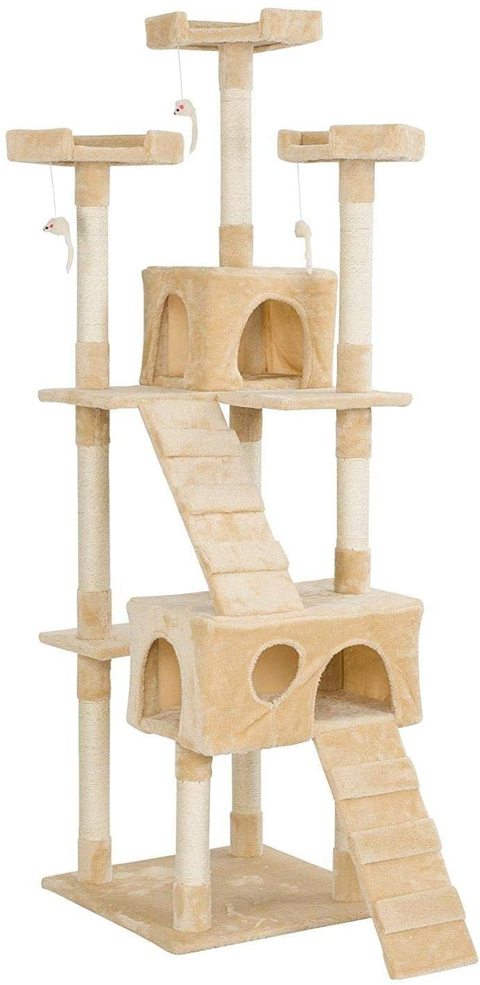 اشتري Mumoo Bear Cat Tree Condo with Scratching Post Flush Perch and Tunnel, 62 inch في الامارات