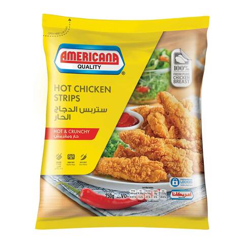 Buy Americana Hot  Crunchy Chicken Strips 750g in Saudi Arabia