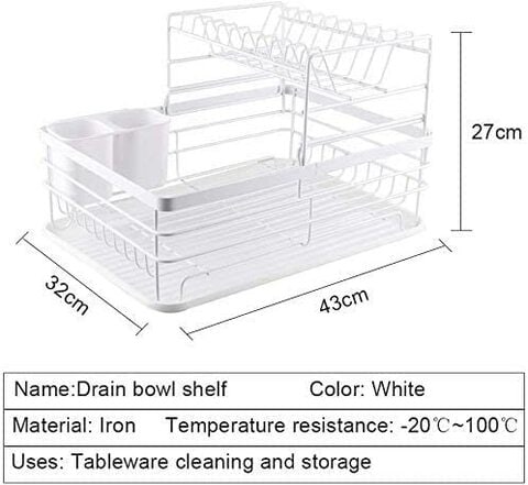 Aiwanto Dish Drying Rack Kitchen Storage Rack Kitchen Storage Vessel Storage Rack Plate Organizer(White)