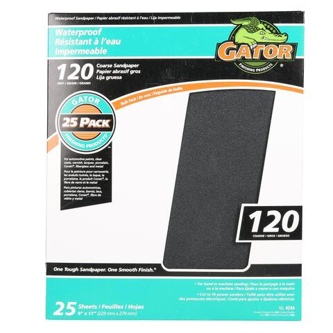 Gator Waterproof Sandpaper 120 Extra Fine (Pack of 25)