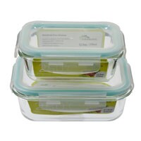 Click&amp;Lock Glass Container Set Clear 370ml+640ml