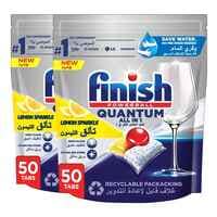 Finish Powerball Quantum All In 1 Lemon Sparkle Multicolour 50 Tablets Pack of 2