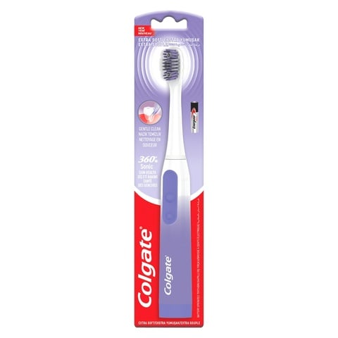 Colgate 360 Sonic Battery Toothbrush Gum Health Extra Soft Gentle Clean Power Toothbrush 1 PCS