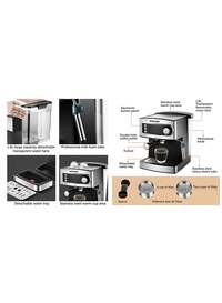 Sonashi 15 Bar All In One Stainless Steel Espresso, Cappuccino And Latte Coffee Maker 1.6 L 850 W SCM-4965 Silver/Black