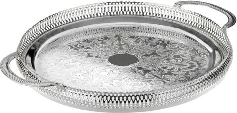 Queen Anne Large Round Gallery Tray With Handles 35 CM