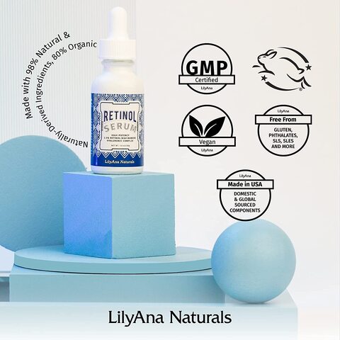 Lilyana Naturals Retinol Serum - Retinol Serum For Face Has Pure Retinol (2.5%) For Effective Treatment Of Dark Spots And Acne Scars - 1Oz (1-Pack)