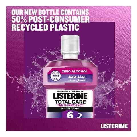 Listerine Total Care Teeth Protect 6 Benefit Fluoride Daily Mouthwash Milder Taste Smooth Mint 250ml