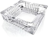 
Ashtray , Large Glass Ashtray for cigarette cigar , Clear Crystal Ash trays Outdoor Glass Spuare Ashtrays(L-16.5*W-16.5*3CM)