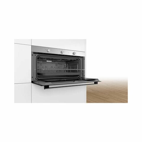 Bosch Series 2 Built In Oven 90X48 Cm Size 85 Liter Capacity Full Glass Inner Door With Extra Large Capacity Oven With Grey Enamel VBC011BR0M Stainless Steel