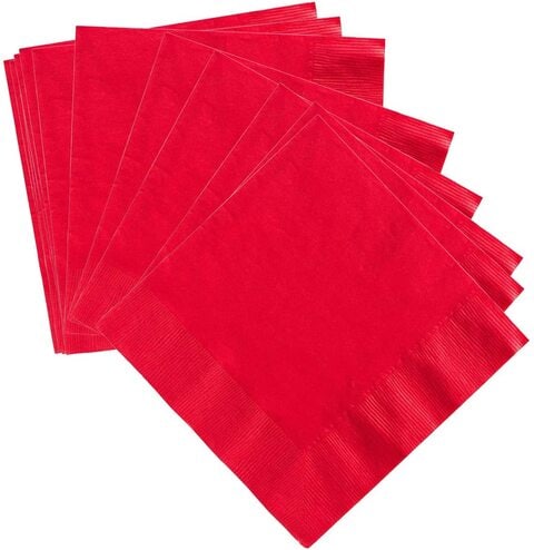 Party Time 24-Pieces Red Table Tissue/Paper Napkins - Soft Dinner Napkin for Weddings, Parties, Restaurant, Events etc.