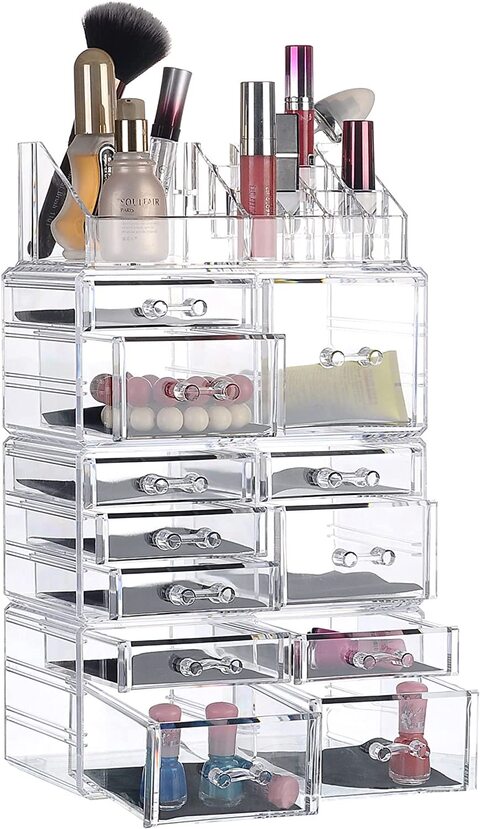 Buy Acrylic Cosmetic Organizer, Stackable Cosmetic Case, Countertop Cosmetic Storage Box, for Dresser, Bathroom, Vanity (1029+6407+6408+6409) Online - Shop Home & Garden on Carrefour UAE