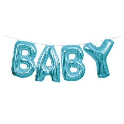 Baby Blue Foil Balloon Letter Banner Kit