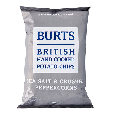 Burts Sea Salt And Crushed Peppercorns Hand Cooked Potato Chips 150g