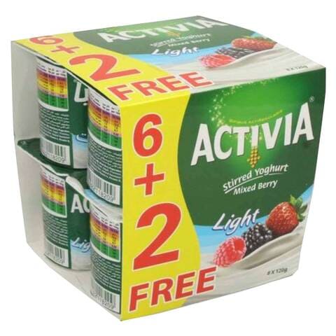 Activia Light Mixed Berries Stirred Yoghurt 120g x Pack of 8