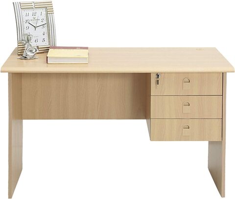 Wood office desk store with drawers