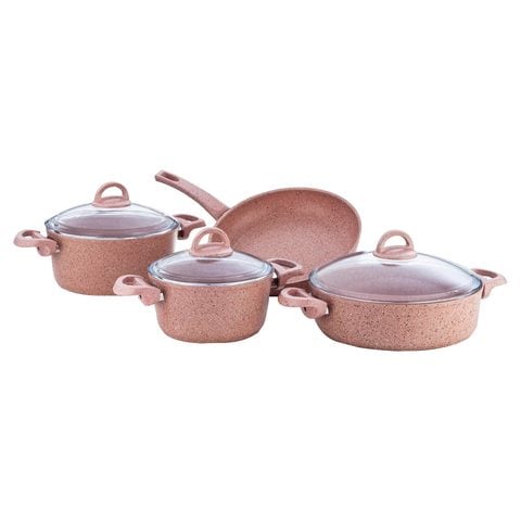 Avci Home Maker Granitec Cooking Set 7 Pieces - Pink