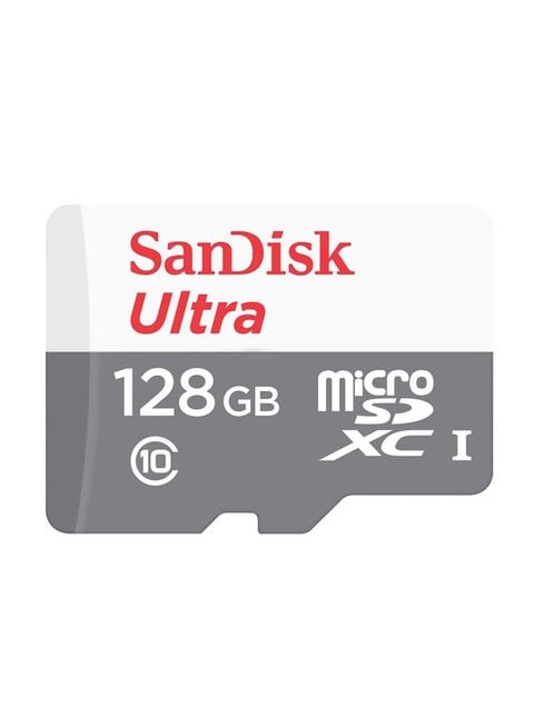 SanDisk - Ultra microSDXC UHS-I Class 10 Memory Card 128GB Grey/White