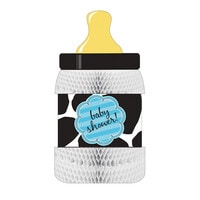 Baby Cow Print - Boy Centerpiece Honeycomb Bottle Shaped