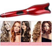 Generic Lcd Hair Curler Spin &amp; N Curl 1 Inch Iron Automatic Curling Air Wand Styling Titanium(Hair Curler Red Us Plug)