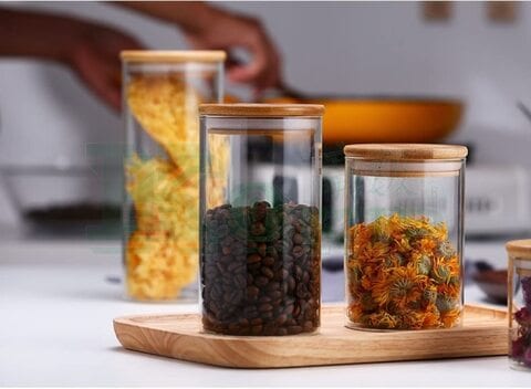 Buy Glass Food Storage Jar With Bamboo Lid Set of 6 - 1CHASE – 1Chase Home