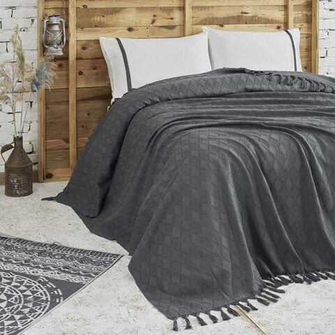 Eccocotton Bedding Sets Double/Full Size Cotton Check Pattern Grey