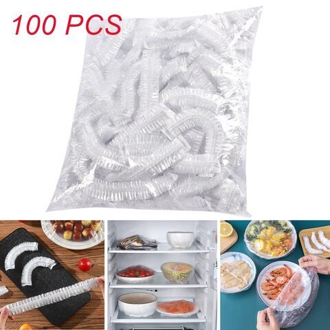 Lavish [100-Unit] Disposable Food Cover Elastic Plastic Wrap Fresh Food Storage Bags