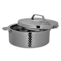 Royalford Reeva Hammered Double Wall Stainless Steel Hot Pot, RF10539, Firm Twist Lock, Strong Handles With Heavy-Duty Rivets, Steel Serving Pot