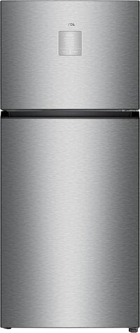 TCL 550 Liters Double Door Top Mount Refrigerator, Total No Frost Fridge &amp; Freezer With LED Display And Touch Control, Interior LED Light &amp; Large Crisper Drawer With Humidity Control, Inox, P550TMN
