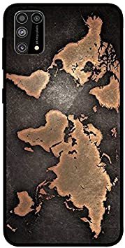 Theodor - Samsung Galaxy M31 Case Cover World Map Gold Flexible Silicone Cover
