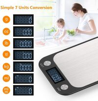 Royalpolar Food Scale, Multifunction Digital Kitchen Scale High Accuracy Electronic Food Weight With Large LCD Display, Stainless Steel Platform, Ultra Slim, From 11Lb/5Kg Up To 33Lb/15Kg (Black, 10)