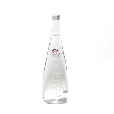 Evian Still Natural Mineral Water Glass Bottle 750ml