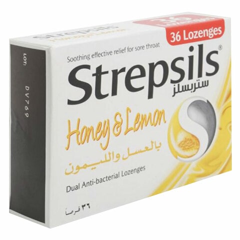 Strepsils Sore Throat Pain Relief Honey And Lemon Lozenges 36 count