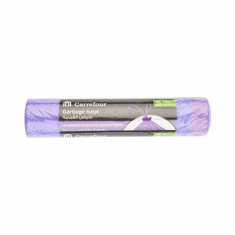 Carrefour 30 Gallon Lavender Scented Drawstring Small Purple 20 Garbage Bags