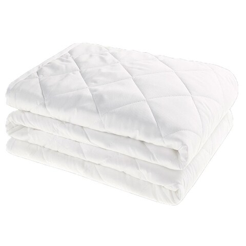 Quilted Mattress Protector Polyester Blend White 120x200centimeter