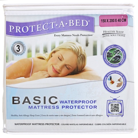Protect-A-Bed Basic Waterproof Mattress Protector White 150x200x40cm