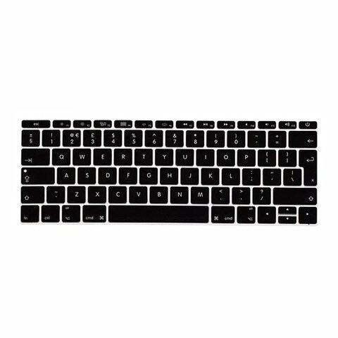 Ozone - English Keyboard Skin UK Layout For MacBook 13&#39;&#39; Without Touch Bar A1708 / 12&#39;&#39;A1534 - Black