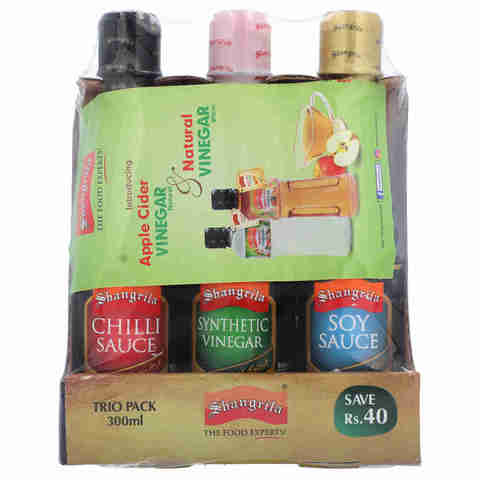 Shangrila Chilli Sauce Synthetic, Vinegar And Soy Sauce Trio Pack 300ml