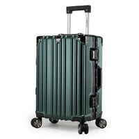 Cabinpro Lightweight Aluminum Frame Fashion Luggage Trolley Polycarbonate Hard Case Carry On Suitcase with 4 Quite 360&deg; Double Spinner Wheels CP001 Dark Green