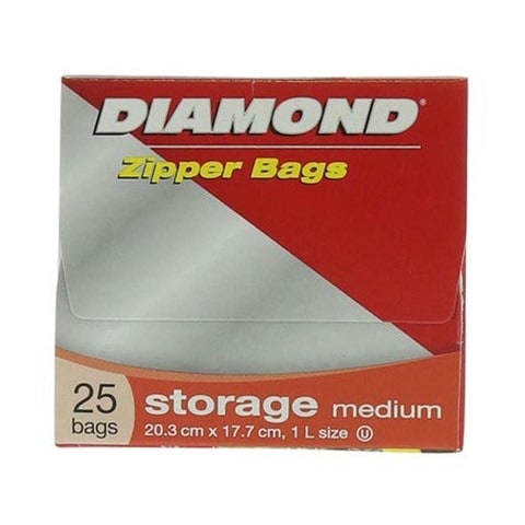 Diamond Storage Zipper Bags Medium Clear 25 Bags