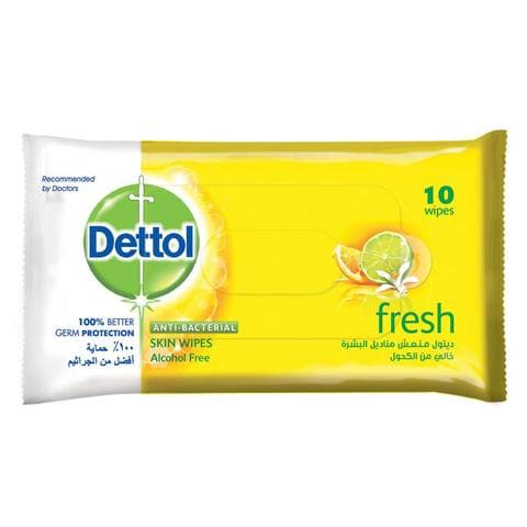 Dettol anti bacterial fresh skin wipes 10 wipes