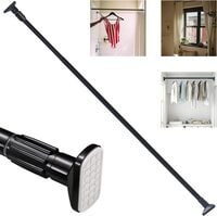 Rubik Shower Curtain Rod Adjustable 110-200cm Thick &amp; Extendable 25mm Telescopic Length Tension Bar Painted Surface No Drill Type for Bathroom Shower Bathtub Cabinet (Black, 110cm to 200cm)