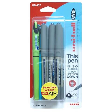 Uni-ball Eye and Air Ballpoint Pen UB-157 Multicolour 8 PCS